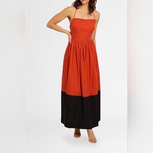 Bassike Two-Tone Cotton Halterneck Maxi Dress